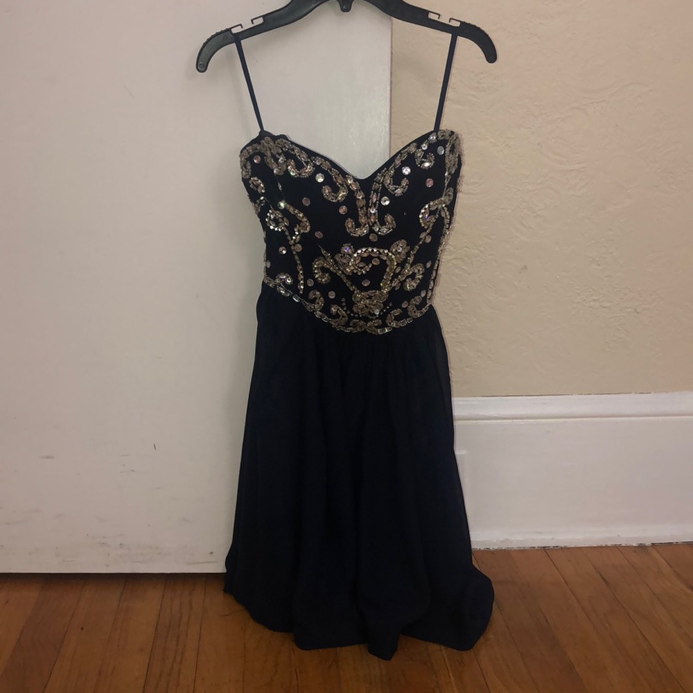 Short Navy Blue Homecoming Dress